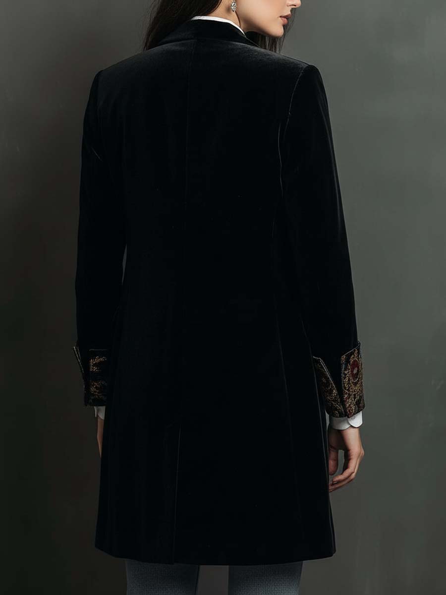 Leonor | Blazer Sciancrato con Stampa Barocca Nero