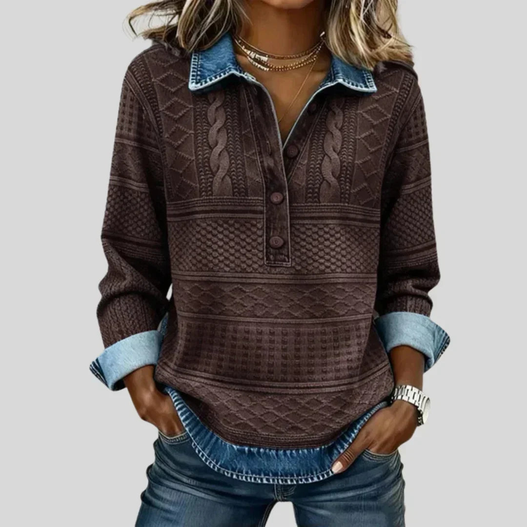 Azalea | Maglione vintage a trecce con colletto