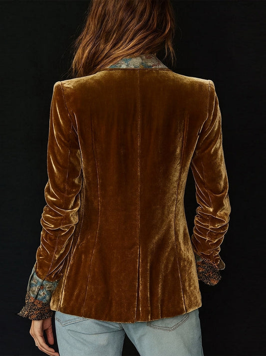 Marcella | Blazer patchwork con stampa floreale vintage
