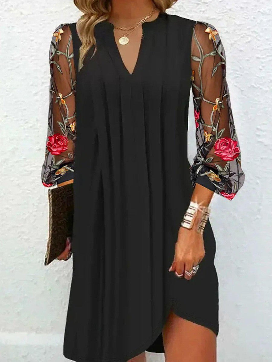 Camille | Abito Elegante con Maniche Floreali