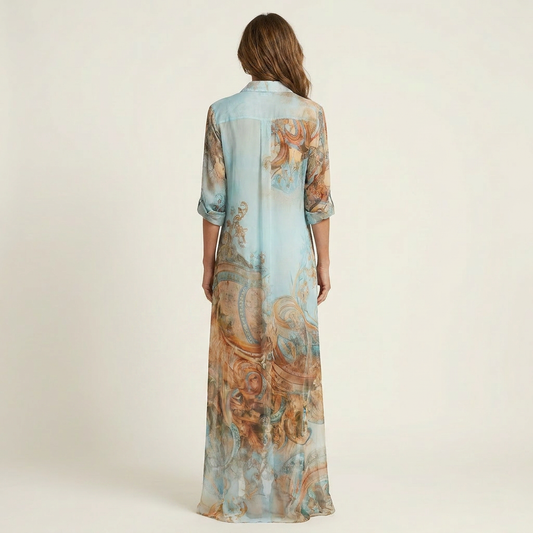 AliceLeon™ | Abito chemisier maxi in seta