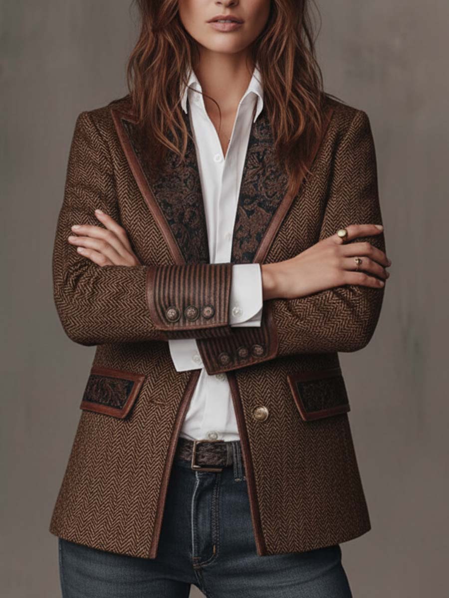 Gisela | Blazer con Pannelli a Spina di Pesce
