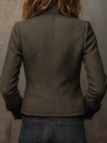 Olivia | Blazer Vintage a Spina di Pesce con Bordi a Contrasto