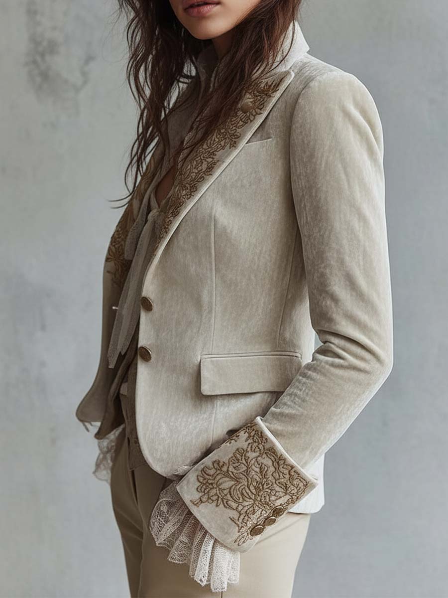 Constanza | Blazer Sartoriale Ricamato Avorio