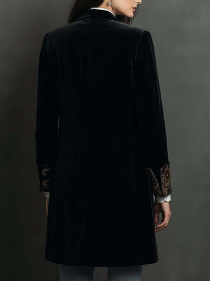 Leonor | Blazer Sciancrato con Stampa Barocca Nero