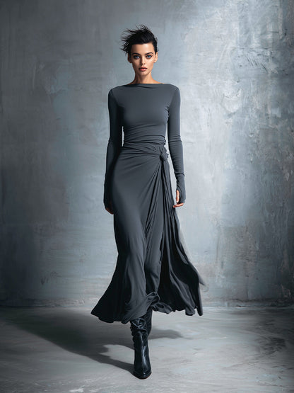Naiara ❘ Abito maxi con nodo laterale