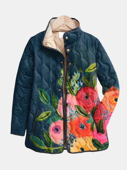 Remedios | Giacca Trapuntata Vintage con Stampa Floreale
