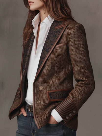 Gisela | Blazer con Pannelli a Spina di Pesce