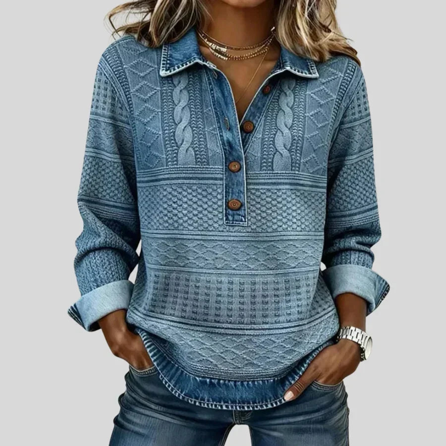 Azalea | Maglione vintage a trecce con colletto