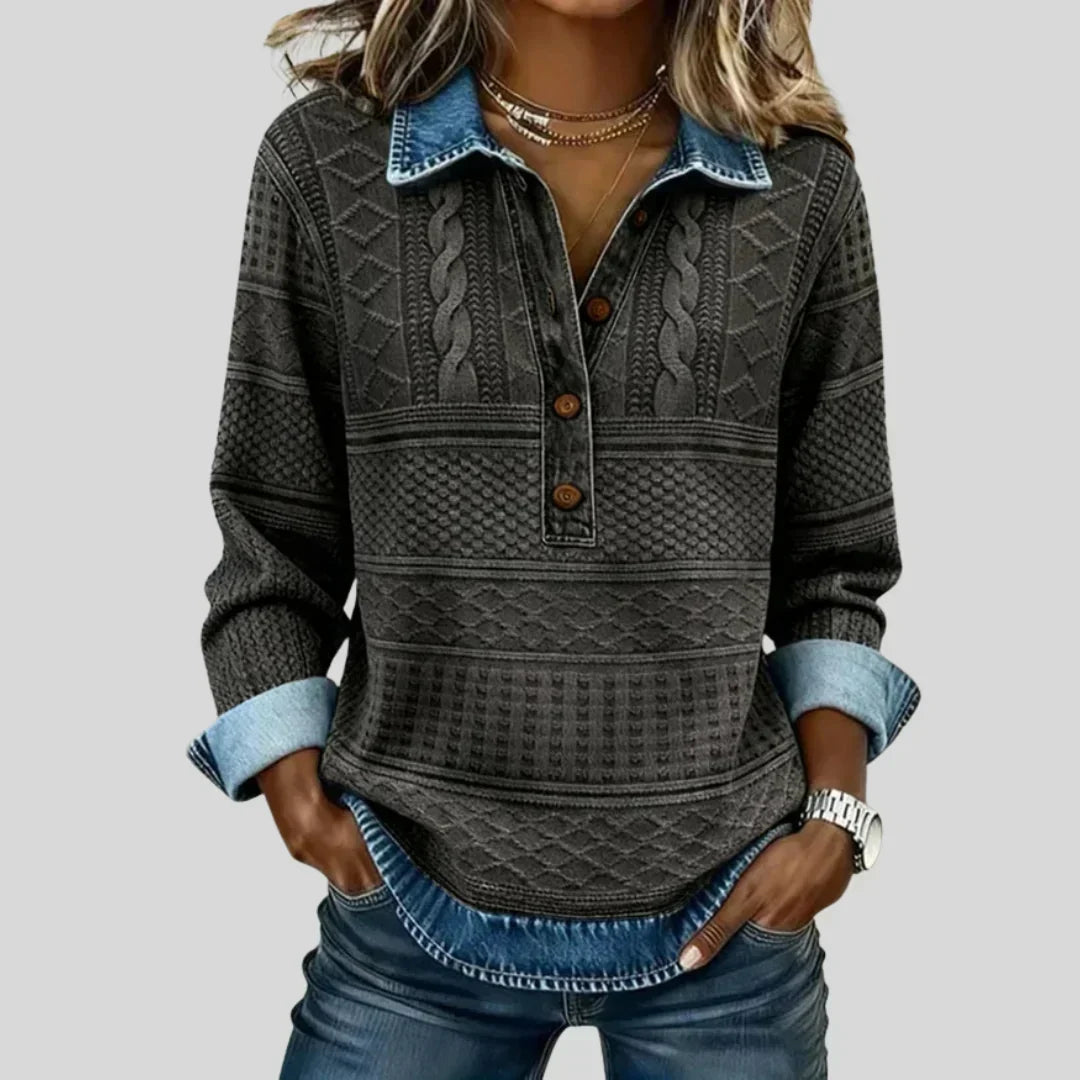 Azalea | Maglione vintage a trecce con colletto