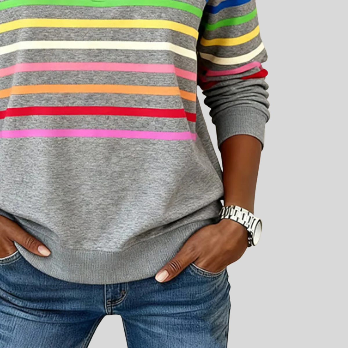Corabelle | Felpa a righe con mezza zip