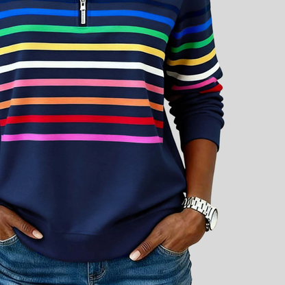Corabelle | Felpa a righe con mezza zip