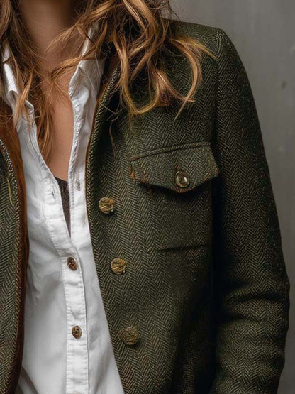 Olivia | Blazer Vintage a Spina di Pesce con Bordi a Contrasto