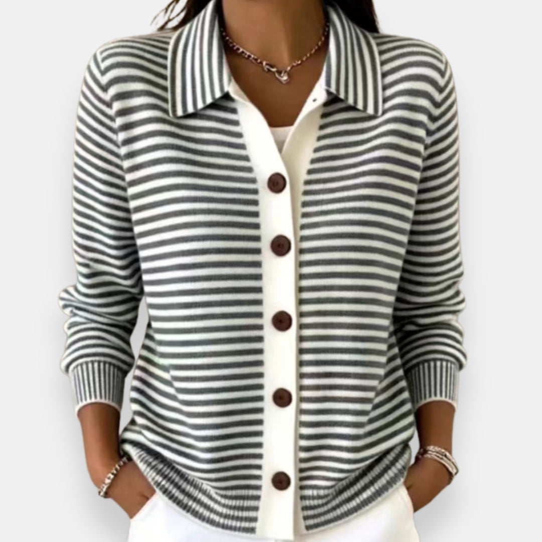 Pilar | Giacca in Maglia a Righe con Bottoni