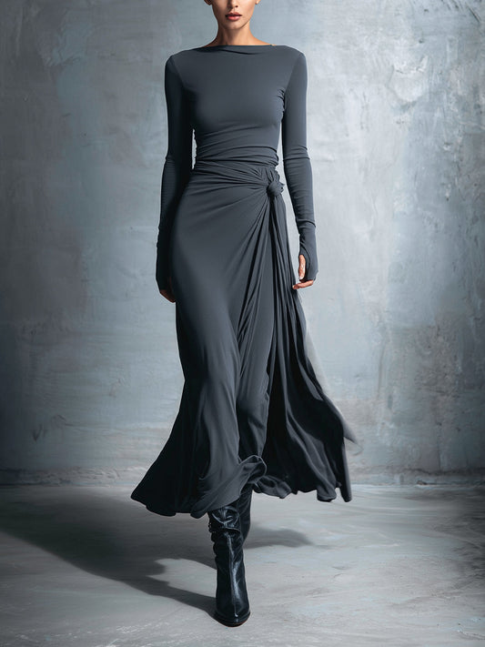 Naiara ❘ Abito maxi con nodo laterale