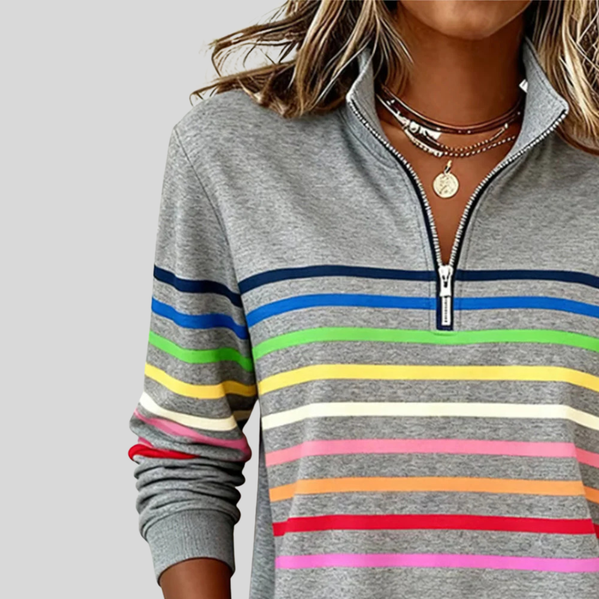 Corabelle | Felpa a righe con mezza zip
