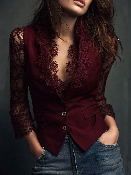 Noémie | Blazer nero con maniche semitrasparenti