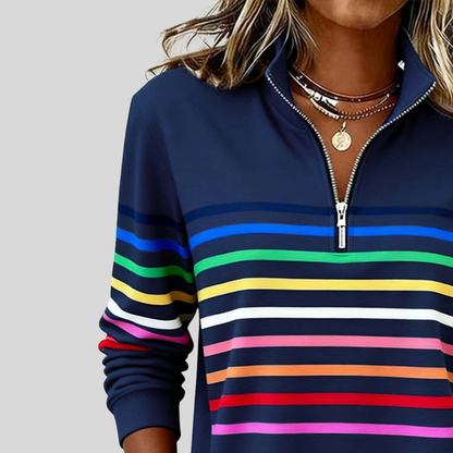Corabelle | Felpa a righe con mezza zip
