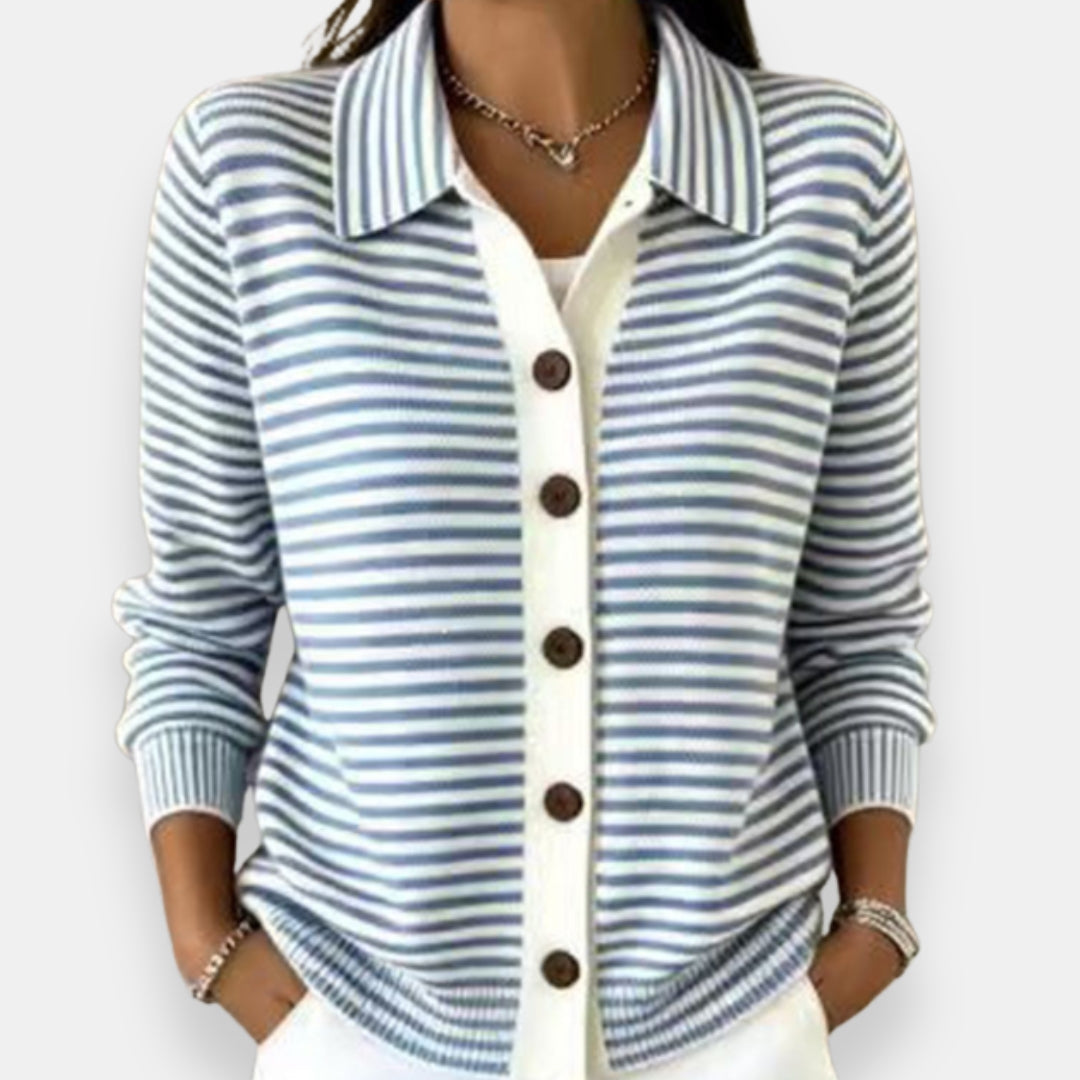 Pilar | Giacca in Maglia a Righe con Bottoni