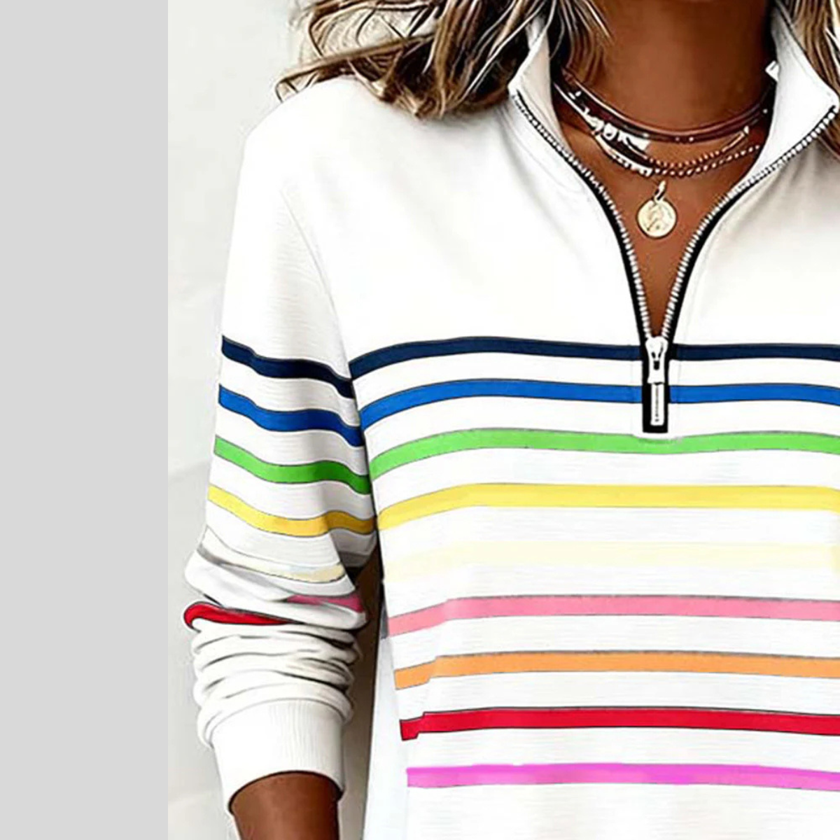 Corabelle | Felpa a righe con mezza zip