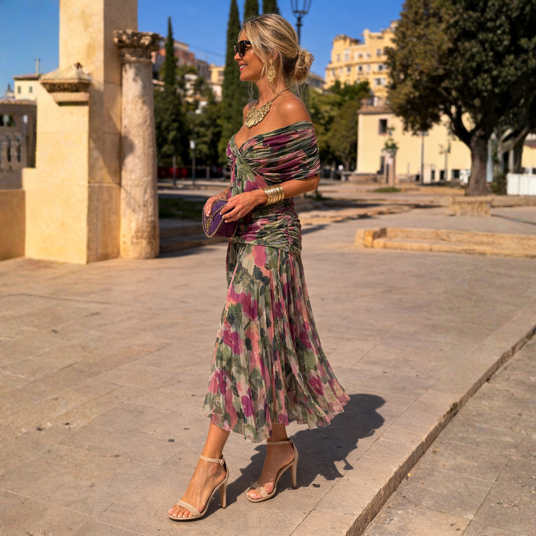Mikaela | Vestito maxi con spalle scoperte