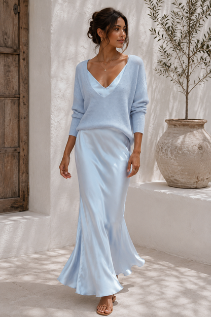 Alma | Abito elegante in raso con jersey