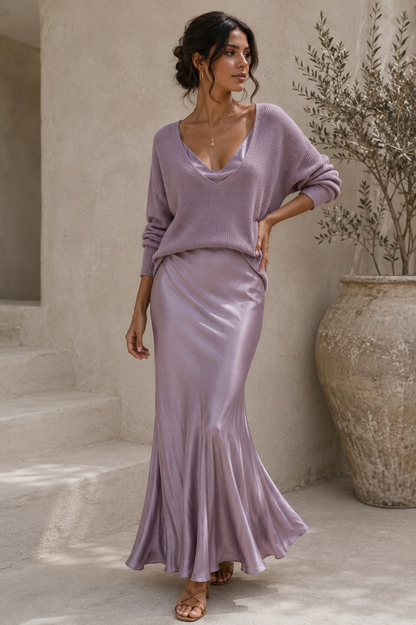 Alma | Abito elegante in raso con jersey