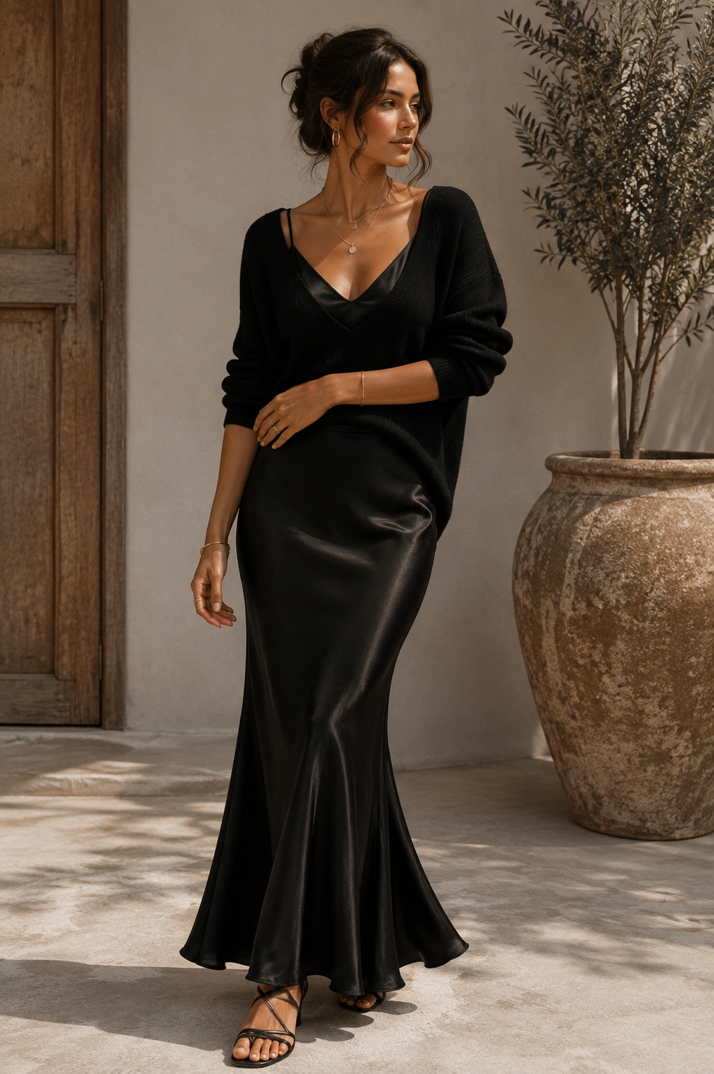 Alma | Abito elegante in raso con jersey