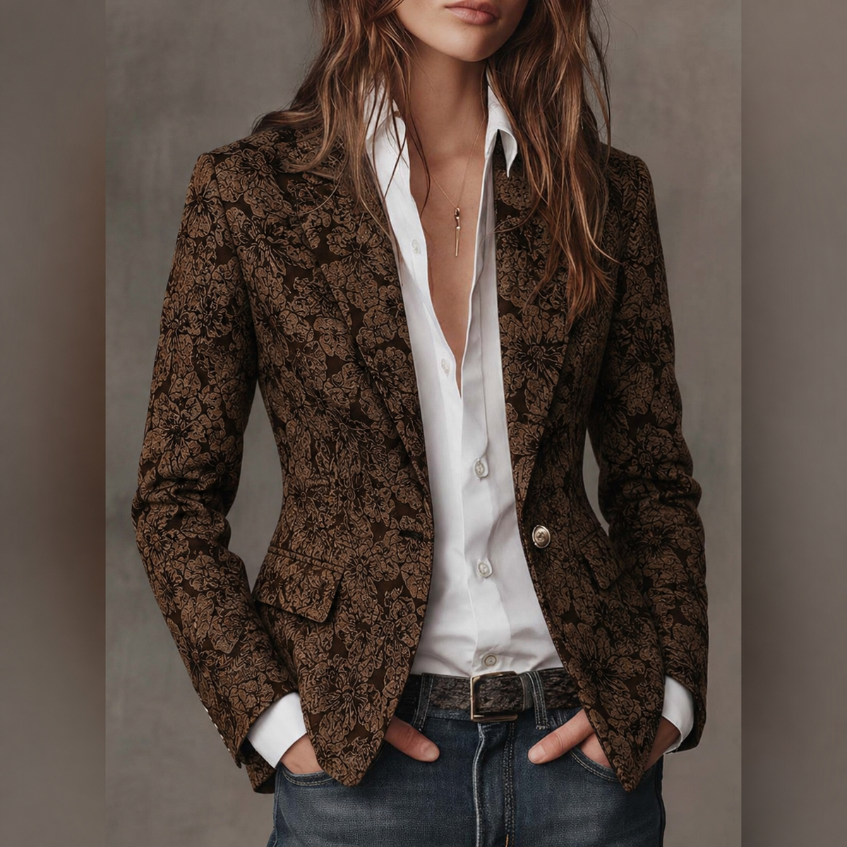 Estela | Blazer Sciancrato in Jacquard Paisley