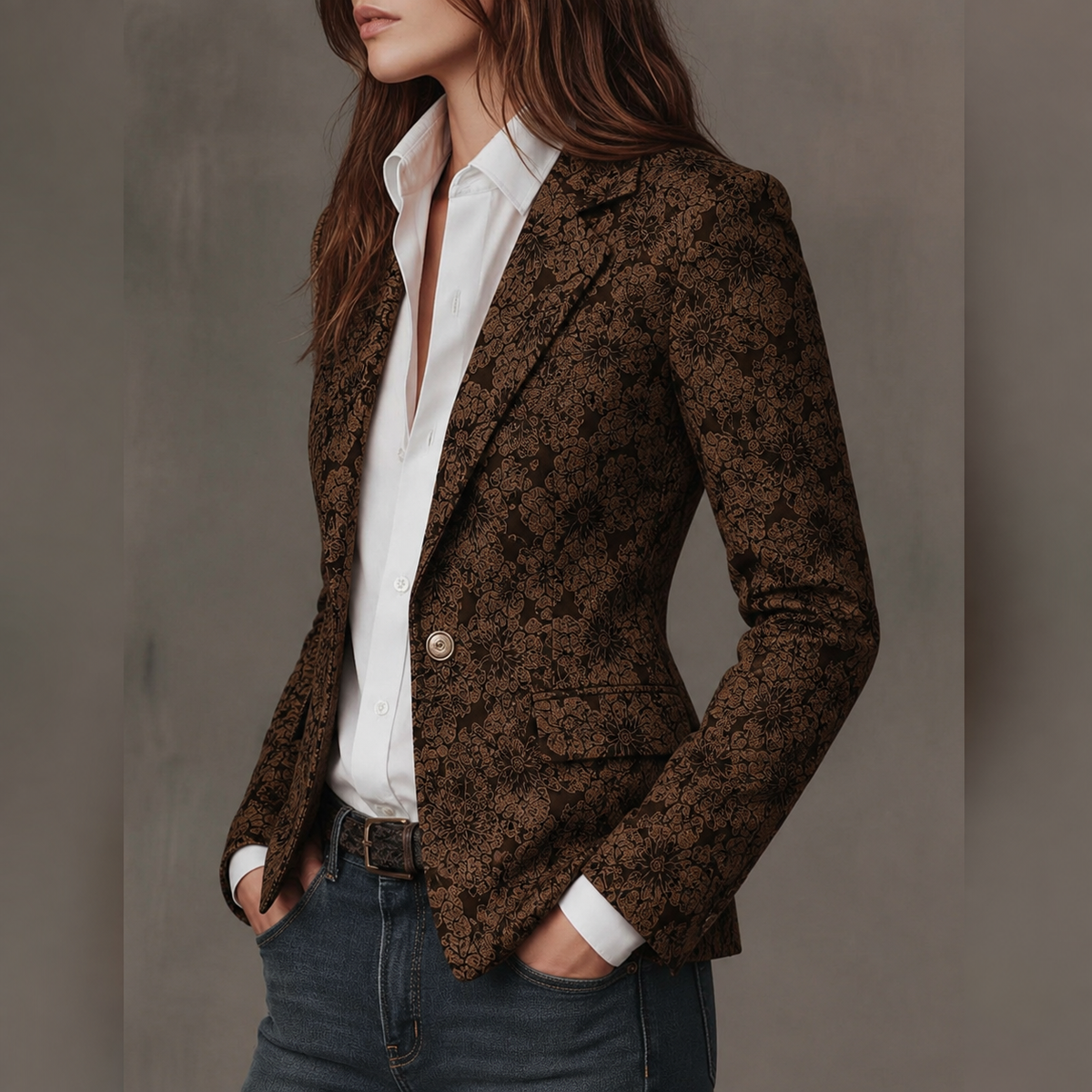 Estela | Blazer Sciancrato in Jacquard Paisley