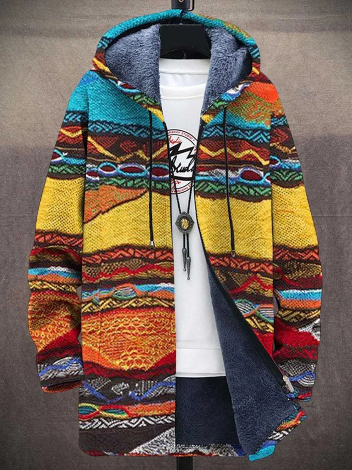 Delia | Cardigan artistico con cappuccio