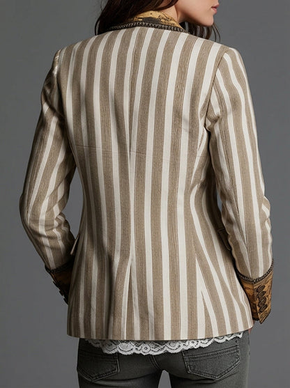 Sara | Blazer bohémien a righe con collo stampato