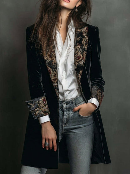 Marta | Blazer sciancrato con stampa barocca