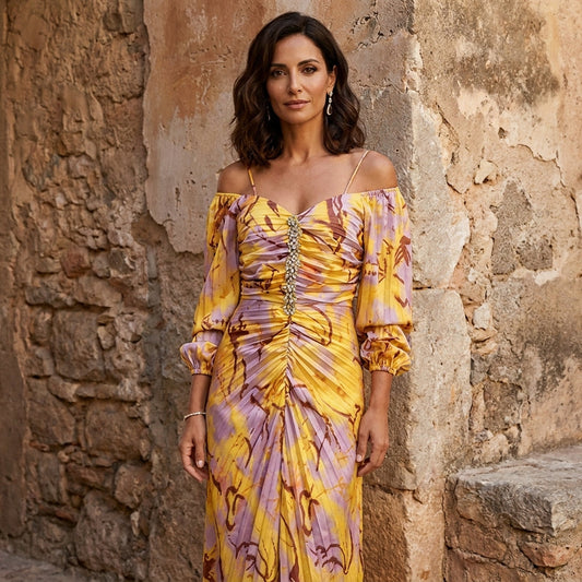 Gregoria™ | Vestito lungo floreale con scollo profondo