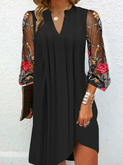 Camille | Abito Elegante con Maniche Floreali
