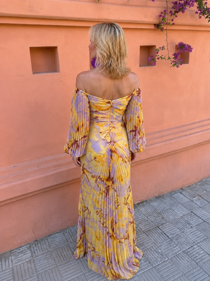 Greta™ | Abito lungo floreale con scollo profondo