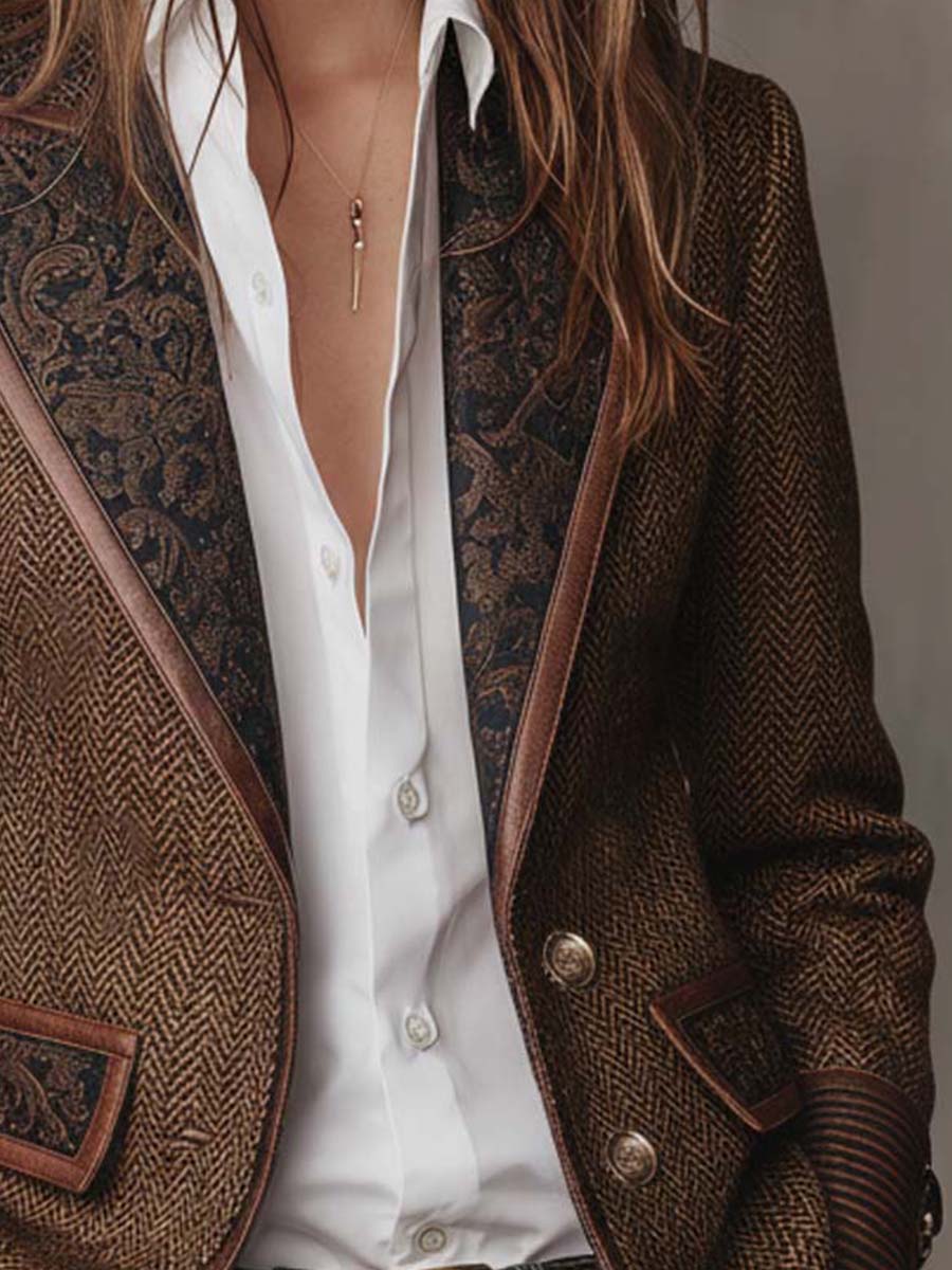 Gisela | Blazer con Pannelli a Spina di Pesce