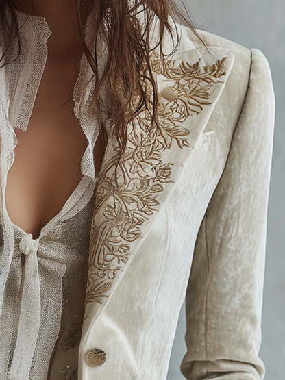 Constanza | Blazer Sartoriale Ricamato Avorio