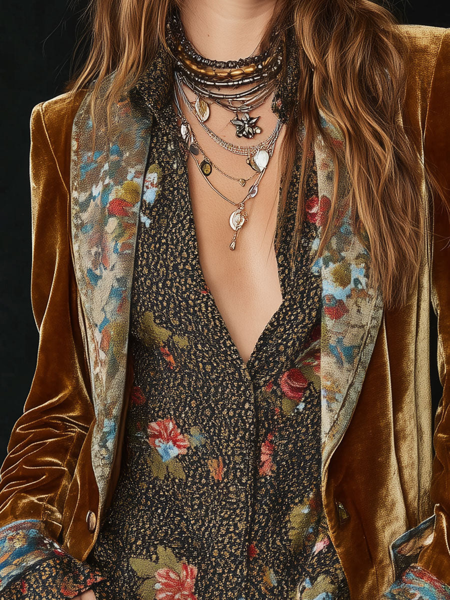 Martina | Blazer Patchwork con Stampa Floreale Vintage