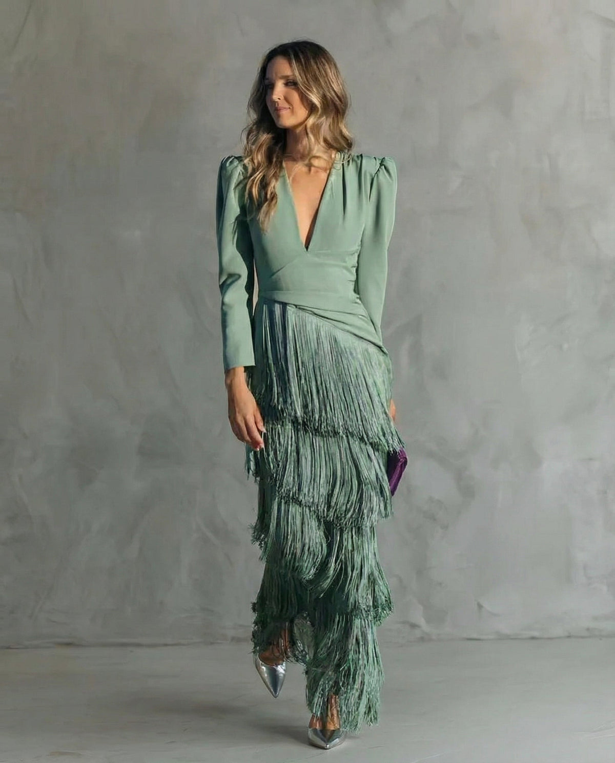 Chiara | Vestito Elegante con Maniche con Frange