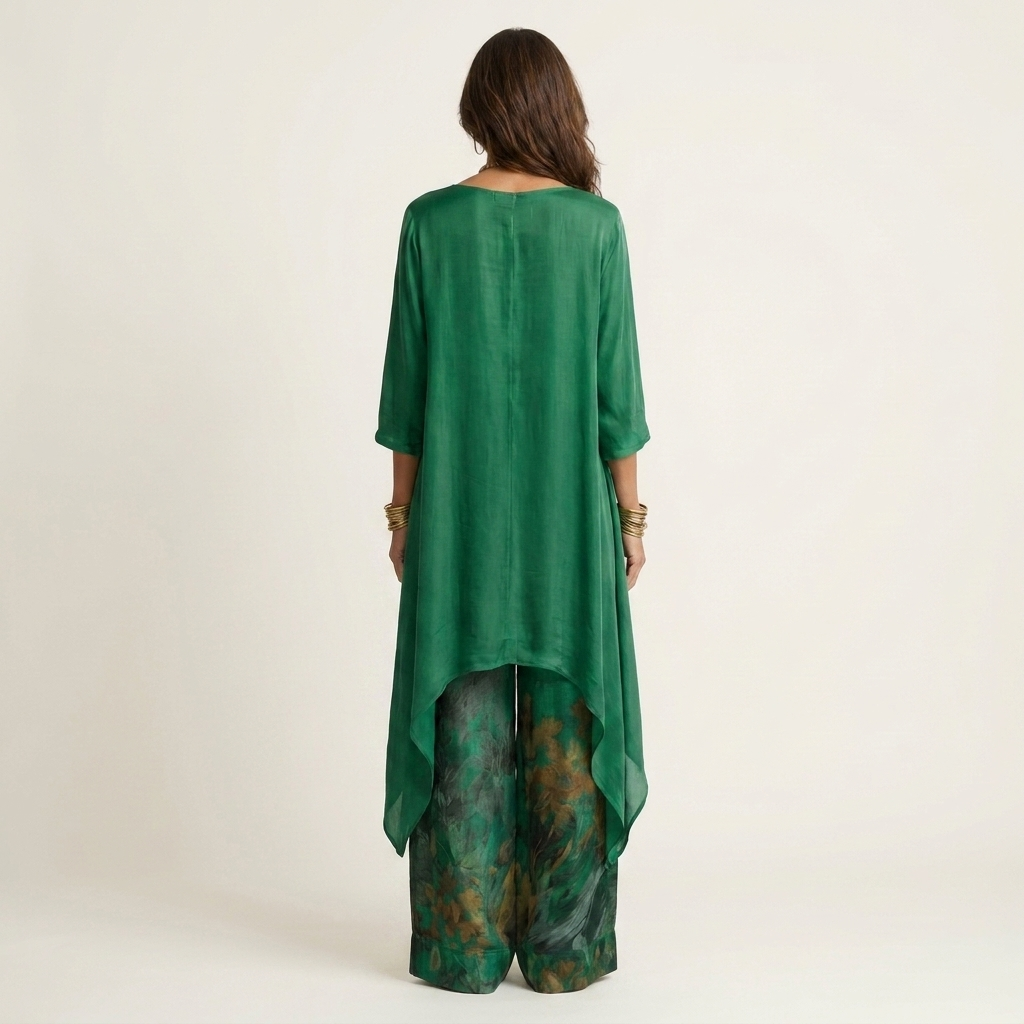 Completo asimmetrico in cotone-seta
