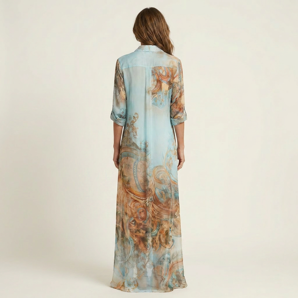 AliceLeon™ | Abito chemisier maxi in seta