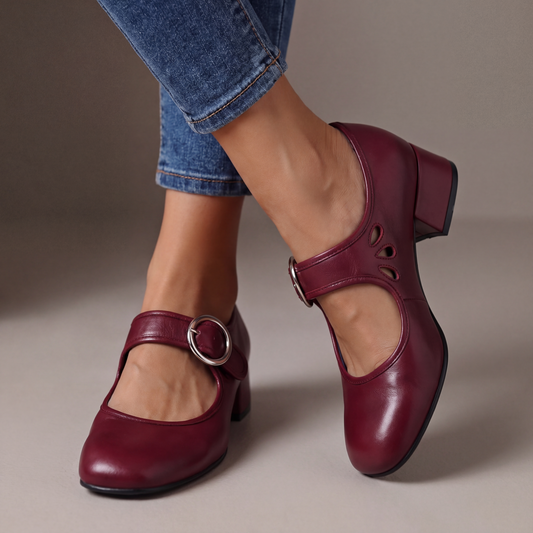 MORETTI | Scarpe Mary Jane in Pelle con Tacco Véronique