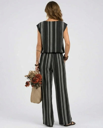 Alessia - Elegante completo a righe in due pezzi