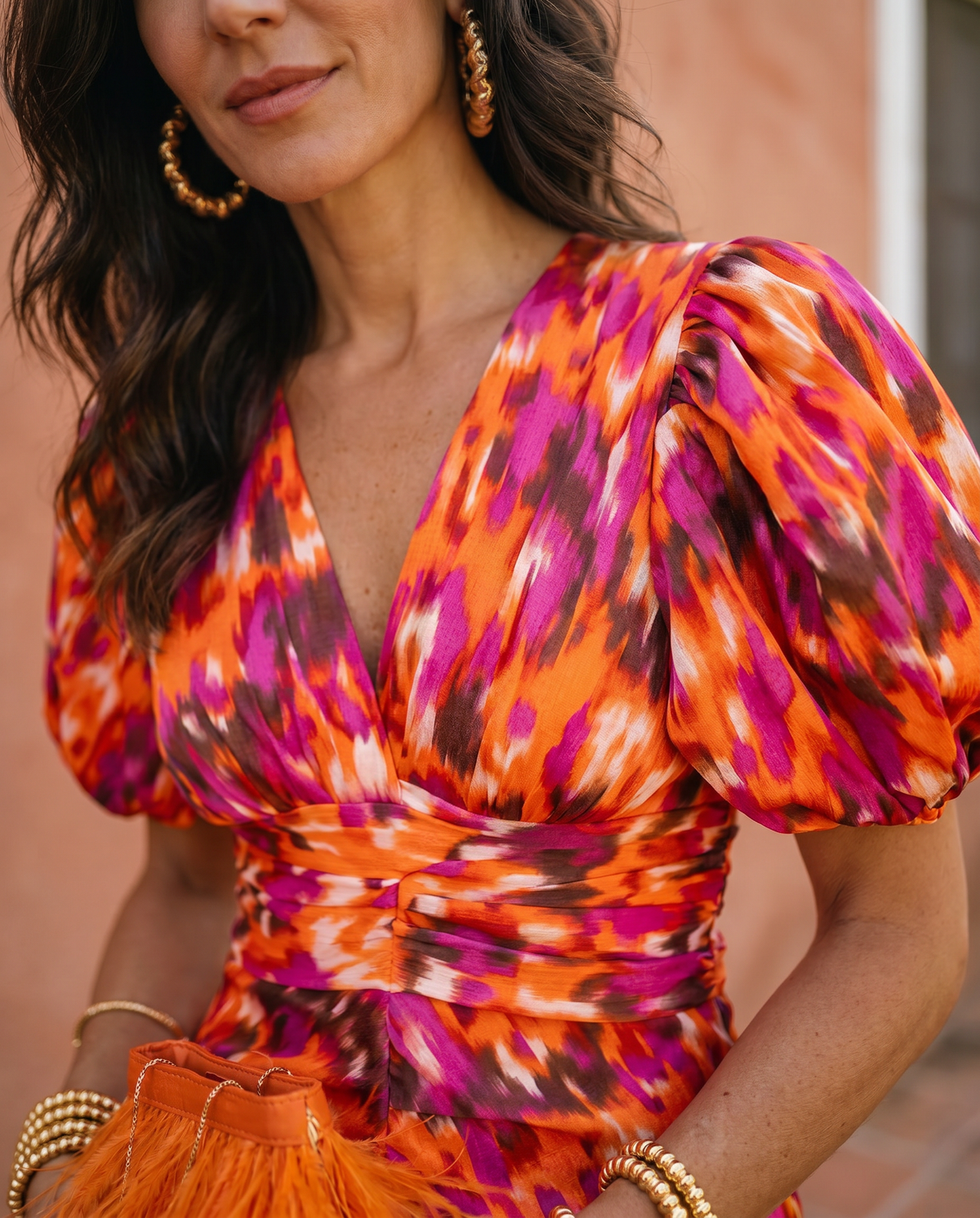 Carla™ | Vestito midi floreale con maniche a sbuffo