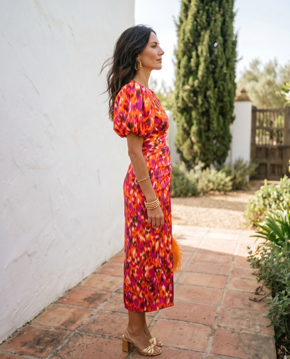 Carla™ | Vestito midi floreale con maniche a sbuffo