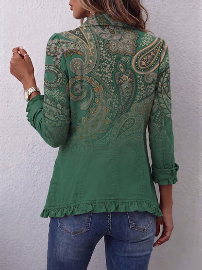 Teodora | Giacca Paisley Verde con Volant
