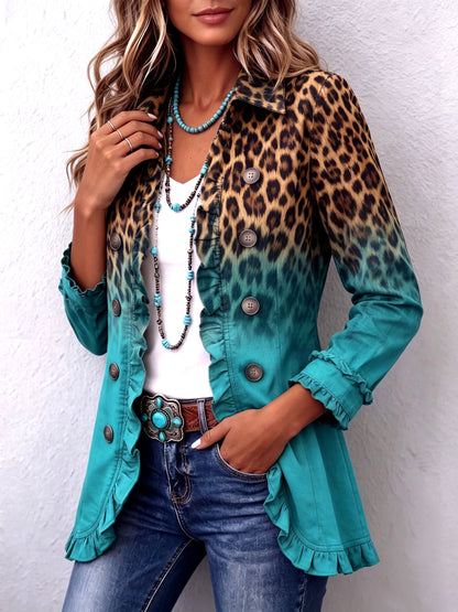 Casandra | Blazer Leopardato Sfumato con Volant