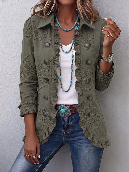 Flora | Giacca Utility con Ricamo Floreale Boho