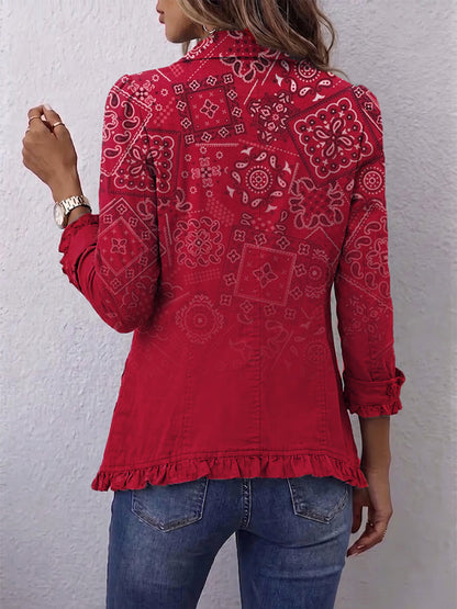 Leocadia | Giacca Paisley Sfumata con Volant